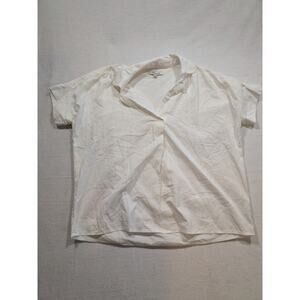 madewell white cotton modal blend‎ collared blouse size XS